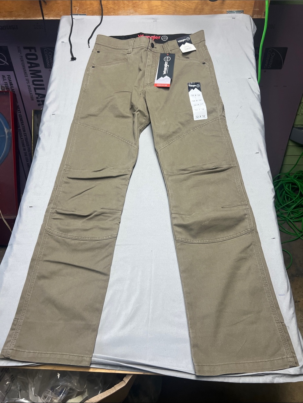 Wrangler Khaki Work Pants with Flared Leg